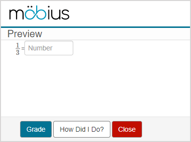 A preview of an earlier version of a sample question is shown with the grade, how did I do, and close buttons.